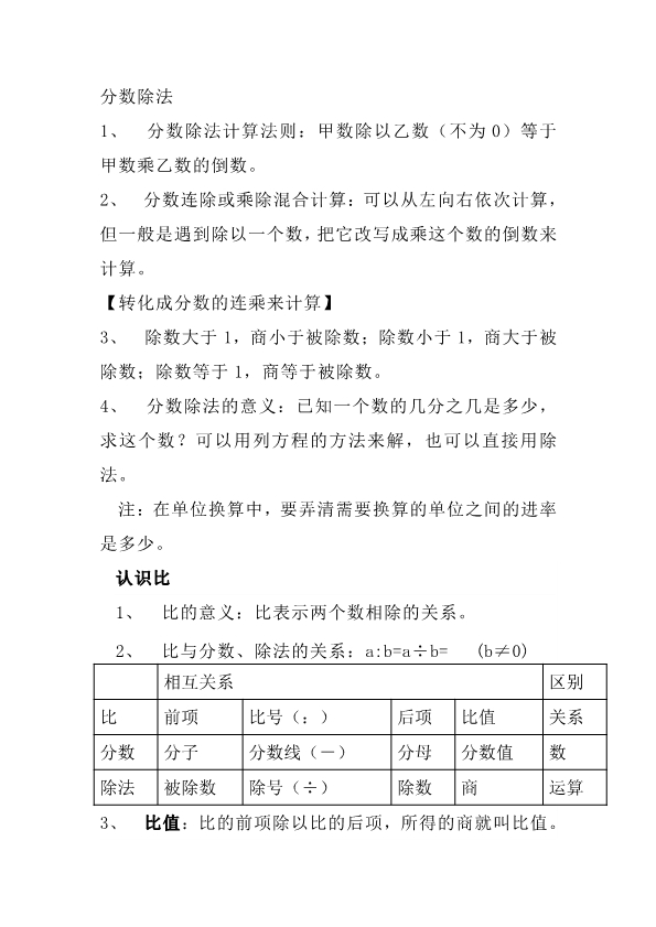 苏教版六年级数学上册知识重点汇总 共7页