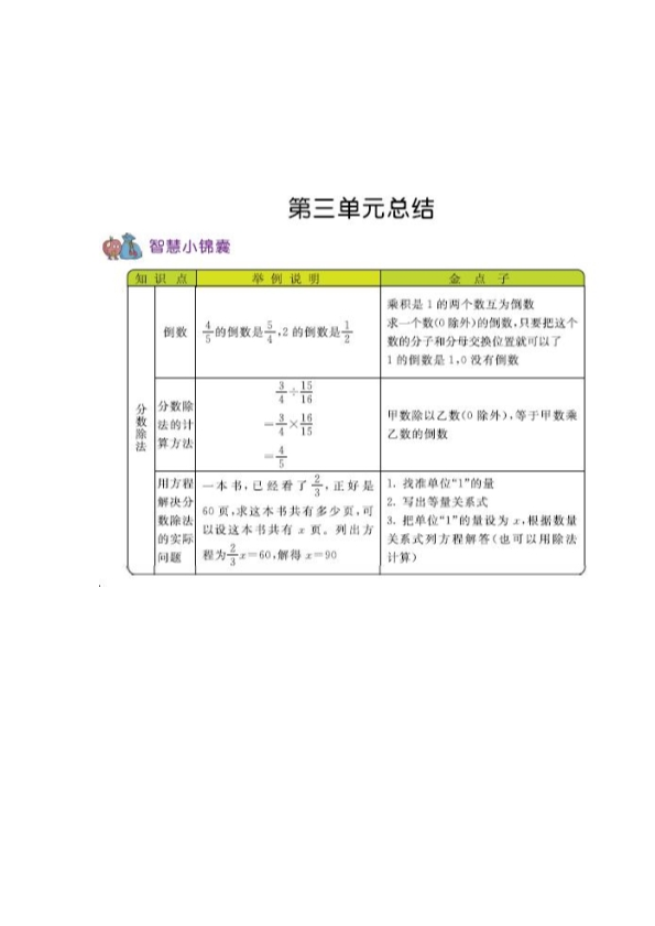 西师版六年级上册数学知识重点汇总 共7页